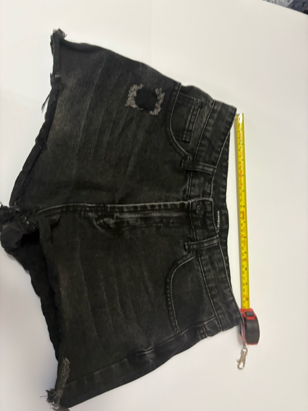 Black Distressed Denim Shorts